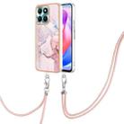 For Honor X6a Electroplating Marble Dual-side IMD Phone Case with Lanyard(Rose Gold 005) - 1