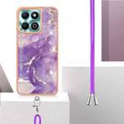 For Honor X6b Electroplating Marble Dual-side IMD Phone Case with Lanyard(Purple 002) - 3