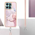 For Honor X6b Electroplating Marble Dual-side IMD Phone Case with Lanyard(Rose Gold 005) - 3