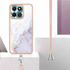 For Honor X6b Electroplating Marble Dual-side IMD Phone Case with Lanyard(White 006) - 3