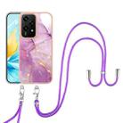 For Honor 200 Lite Global Electroplating Marble Dual-side IMD Phone Case with Lanyard(Purple 001) - 2