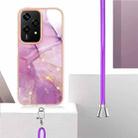For Honor 200 Lite Global Electroplating Marble Dual-side IMD Phone Case with Lanyard(Purple 001) - 3