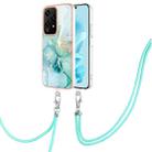 For Honor 200 Lite Global Electroplating Marble Dual-side IMD Phone Case with Lanyard(Green 003) - 1