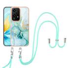 For Honor 200 Lite Global Electroplating Marble Dual-side IMD Phone Case with Lanyard(Green 003) - 2