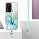 For Honor 200 Lite Global Electroplating Marble Dual-side IMD Phone Case with Lanyard(Green 003) - 3