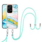 For Honor 200 Lite Global Electroplating Marble Dual-side IMD Phone Case with Lanyard(Green 004) - 2