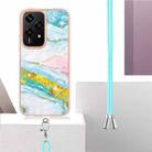 For Honor 200 Lite Global Electroplating Marble Dual-side IMD Phone Case with Lanyard(Green 004) - 3