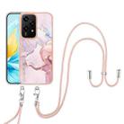 For Honor 200 Lite Global Electroplating Marble Dual-side IMD Phone Case with Lanyard(Rose Gold 005) - 2