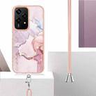 For Honor 200 Lite Global Electroplating Marble Dual-side IMD Phone Case with Lanyard(Rose Gold 005) - 3