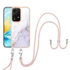 For Honor 200 Lite Global Electroplating Marble Dual-side IMD Phone Case with Lanyard(White 006) - 2