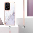 For Honor 200 Lite Global Electroplating Marble Dual-side IMD Phone Case with Lanyard(White 006) - 3