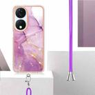 For Honor X7b 4G / 5G Electroplating Marble Dual-side IMD Phone Case with Lanyard(Purple 001) - 3