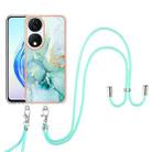 For Honor X7b 4G / 5G Electroplating Marble Dual-side IMD Phone Case with Lanyard(Green 003) - 2