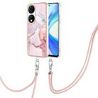 For Honor X7b 4G / 5G Electroplating Marble Dual-side IMD Phone Case with Lanyard(Rose Gold 005) - 1