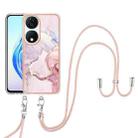 For Honor X7b 4G / 5G Electroplating Marble Dual-side IMD Phone Case with Lanyard(Rose Gold 005) - 2