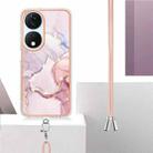 For Honor X7b 4G / 5G Electroplating Marble Dual-side IMD Phone Case with Lanyard(Rose Gold 005) - 3