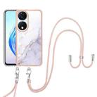 For Honor X7b 4G / 5G Electroplating Marble Dual-side IMD Phone Case with Lanyard(White 006) - 2