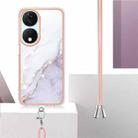 For Honor X7b 4G / 5G Electroplating Marble Dual-side IMD Phone Case with Lanyard(White 006) - 3