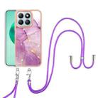 For Honor X8b Electroplating Marble Dual-side IMD Phone Case with Lanyard(Purple 001) - 2