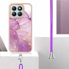 For Honor X8b Electroplating Marble Dual-side IMD Phone Case with Lanyard(Purple 001) - 3