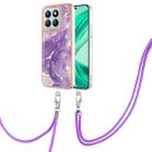 For Honor X8b Electroplating Marble Dual-side IMD Phone Case with Lanyard(Purple 002) - 1