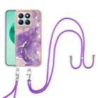 For Honor X8b Electroplating Marble Dual-side IMD Phone Case with Lanyard(Purple 002) - 2