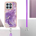 For Honor X8b Electroplating Marble Dual-side IMD Phone Case with Lanyard(Purple 002) - 3