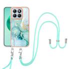 For Honor X8b Electroplating Marble Dual-side IMD Phone Case with Lanyard(Green 003) - 2