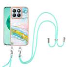 For Honor X8b Electroplating Marble Dual-side IMD Phone Case with Lanyard(Green 004) - 2