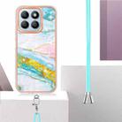 For Honor X8b Electroplating Marble Dual-side IMD Phone Case with Lanyard(Green 004) - 3