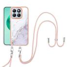 For Honor X8b Electroplating Marble Dual-side IMD Phone Case with Lanyard(White 006) - 2