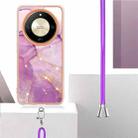 For Honor X9b Electroplating Marble Dual-side IMD Phone Case with Lanyard(Purple 001) - 3