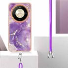 For Honor X9b Electroplating Marble Dual-side IMD Phone Case with Lanyard(Purple 002) - 3