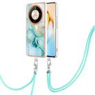 For Honor X9b Electroplating Marble Dual-side IMD Phone Case with Lanyard(Green 003) - 1