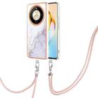 For Honor X9b Electroplating Marble Dual-side IMD Phone Case with Lanyard(White 006) - 1