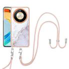 For Honor X9b Electroplating Marble Dual-side IMD Phone Case with Lanyard(White 006) - 2