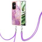 For OnePlus Nord CE 3 Lite/Nord N30/OPP0 K11x Electroplating Marble Dual-side IMD Phone Case with Lanyard(Purple 001) - 1