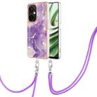 For OnePlus Nord CE 3 5G/Nord CE 3 Lite Electroplating Marble Dual-side IMD Phone Case with Lanyard(Purple 002) - 1