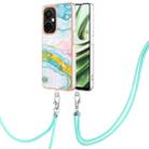 For OnePlus Nord CE 3 Lite/Nord N30/OPP0 K11x Electroplating Marble Dual-side IMD Phone Case with Lanyard(Green 004) - 1