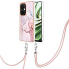 For OnePlus Nord CE 3 Lite/Nord N30/OPP0 K11x Electroplating Marble Dual-side IMD Phone Case with Lanyard(Rose Gold 005) - 1