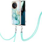 For OnePlus 11 Electroplating Marble Dual-side IMD Phone Case with Lanyard(Green 003) - 1