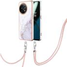 For OnePlus 11 Electroplating Marble Dual-side IMD Phone Case with Lanyard(White 006) - 1