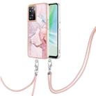 For OnePlus Nord N300 Electroplating Marble Dual-side IMD Phone Case with Lanyard(Rose Gold 005) - 1