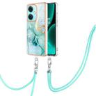 For OnePlus Nord CE3 Electroplating Marble Dual-side IMD Phone Case with Lanyard(Green 003) - 1