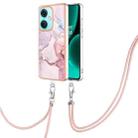 For OnePlus Nord CE3 Electroplating Marble Dual-side IMD Phone Case with Lanyard(Rose Gold 005) - 1