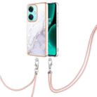 For OnePlus Nord CE3 Electroplating Marble Dual-side IMD Phone Case with Lanyard(White 006) - 1