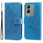 For vivo Y17s 7-petal Flowers Embossing Leather Phone Case(Blue) - 1