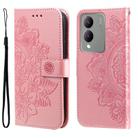 For vivo Y17s Seven-petal Flowers Embossing Leather Phone Case(Rose Gold) - 1