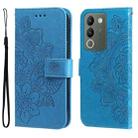 For vivo Y200 / V29e Global Seven-petal Flowers Embossing Leather Phone Case(Blue) - 1