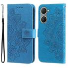 For vivo Y03 4G Seven-petal Flowers Embossing Leather Phone Case(Blue) - 1